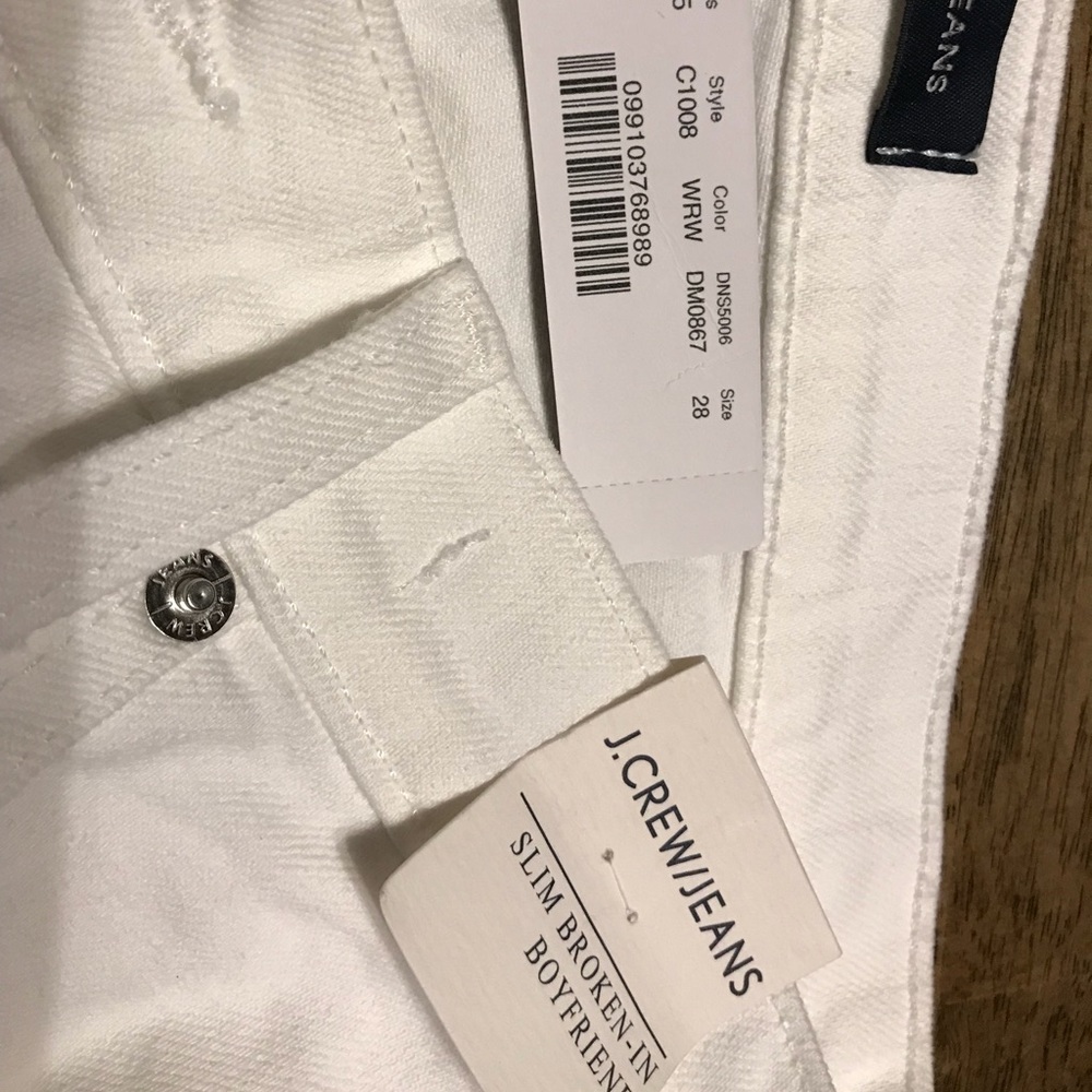 J. Crew Slim Broken-In Boyfriend White Jeans Sz 28 - Picture 6 of 8